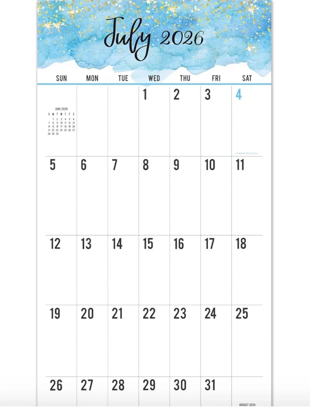 NWT 2026 Wall Calendar - Monthly Planner January to December